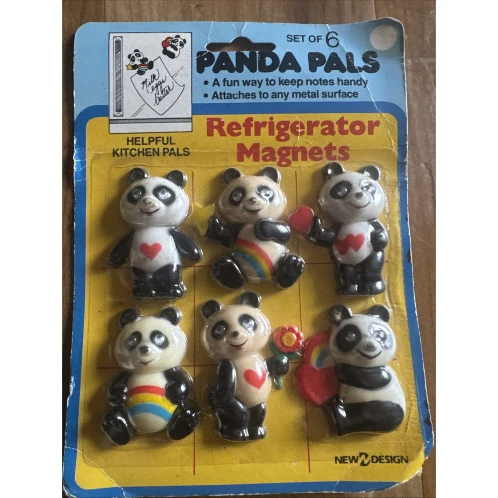 Set Of 6 Panda Pals Refrigerator Magnets New Design Sealed